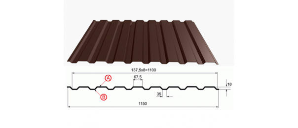 Профнастил коричневый оцинкованный  RAL 8017 С-20 купить недорого в Топканово