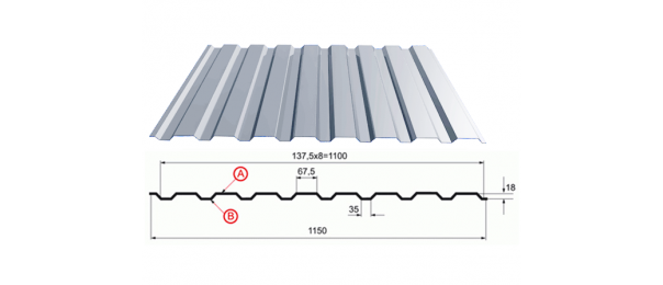 Профнастил оцинкованный С-20 1100x2500 купить недорого в Топканово